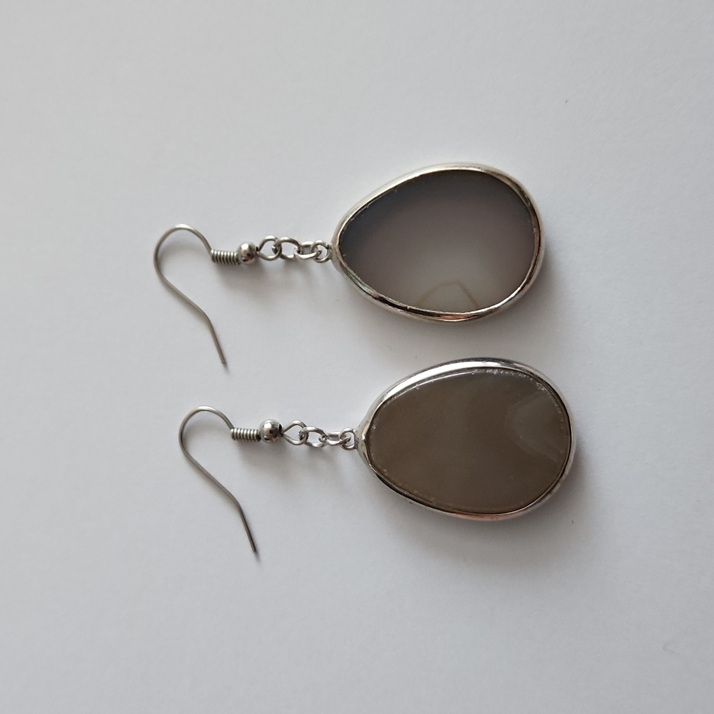Grey agate slice earrings